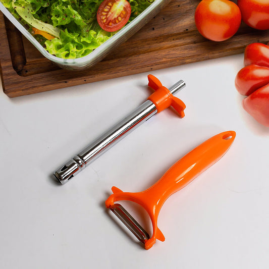 2 in 1 Kitchen Combo Lighter, Stainless Steel Durable Gas Lighter with Vegetable Cutter Peeler, For Kitchen Steel Gas Lighter (2 Pc Set)