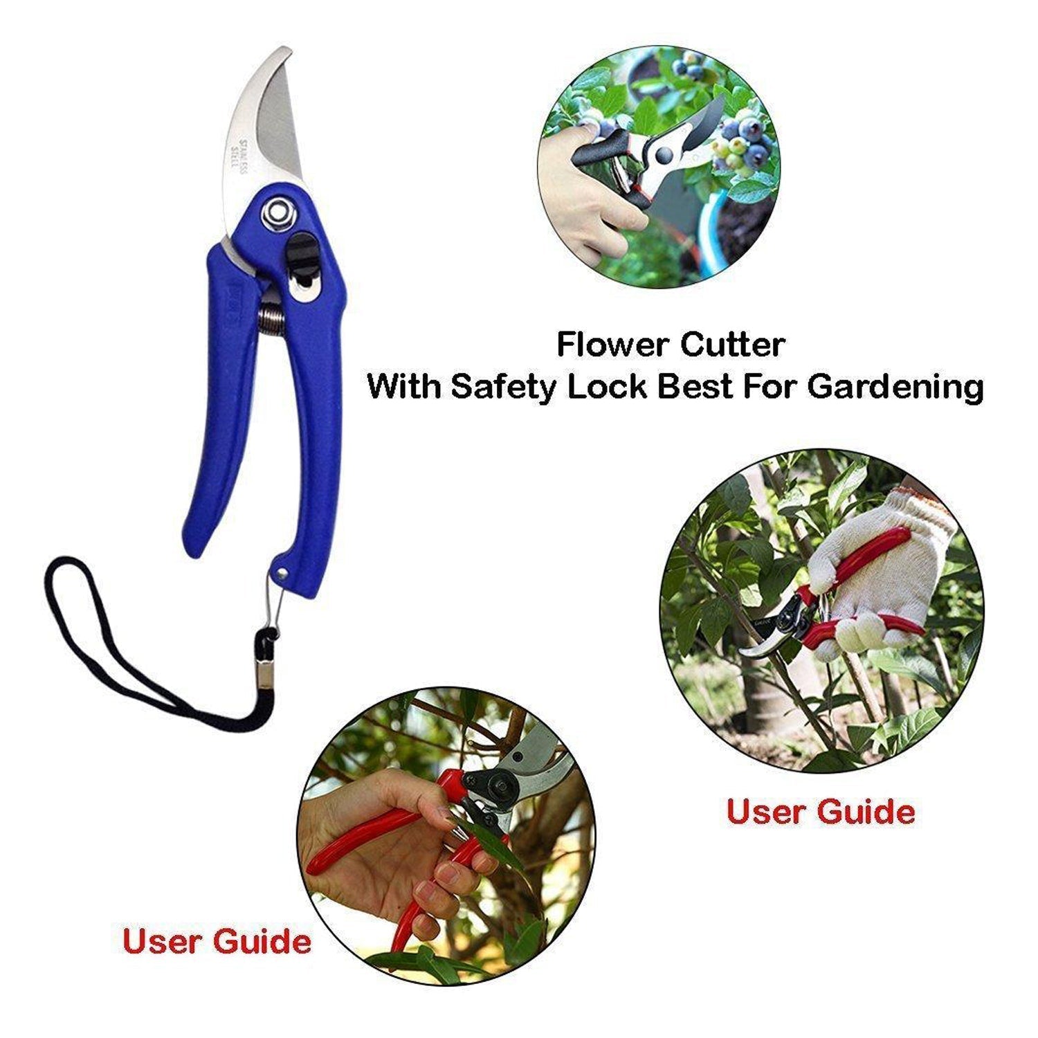 Garden pruners for trimming and cutting various plant parts