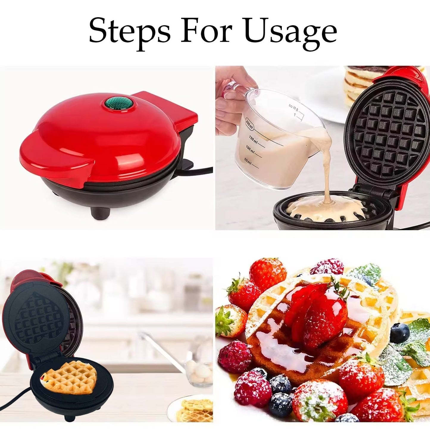 Mini Waffle Maker Machine Waffle Iron Home Appliances Kitchen Gift Easy To Clean, On-Stick Surfaces, Perfect Breakfast, Dessert, Sandwich, Pan Cakes, Paninis / Other Snacks Machine