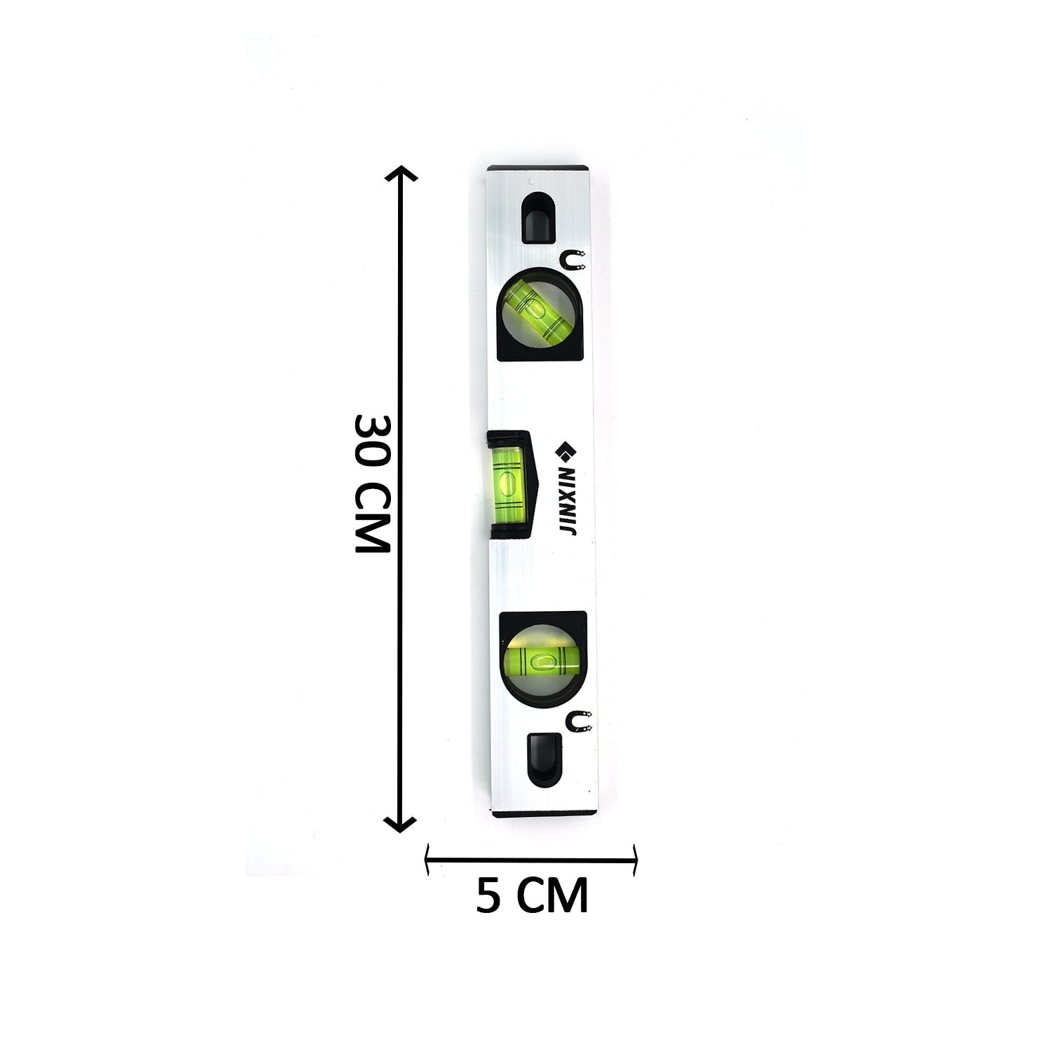 Magnetic level ruler with metric measurements