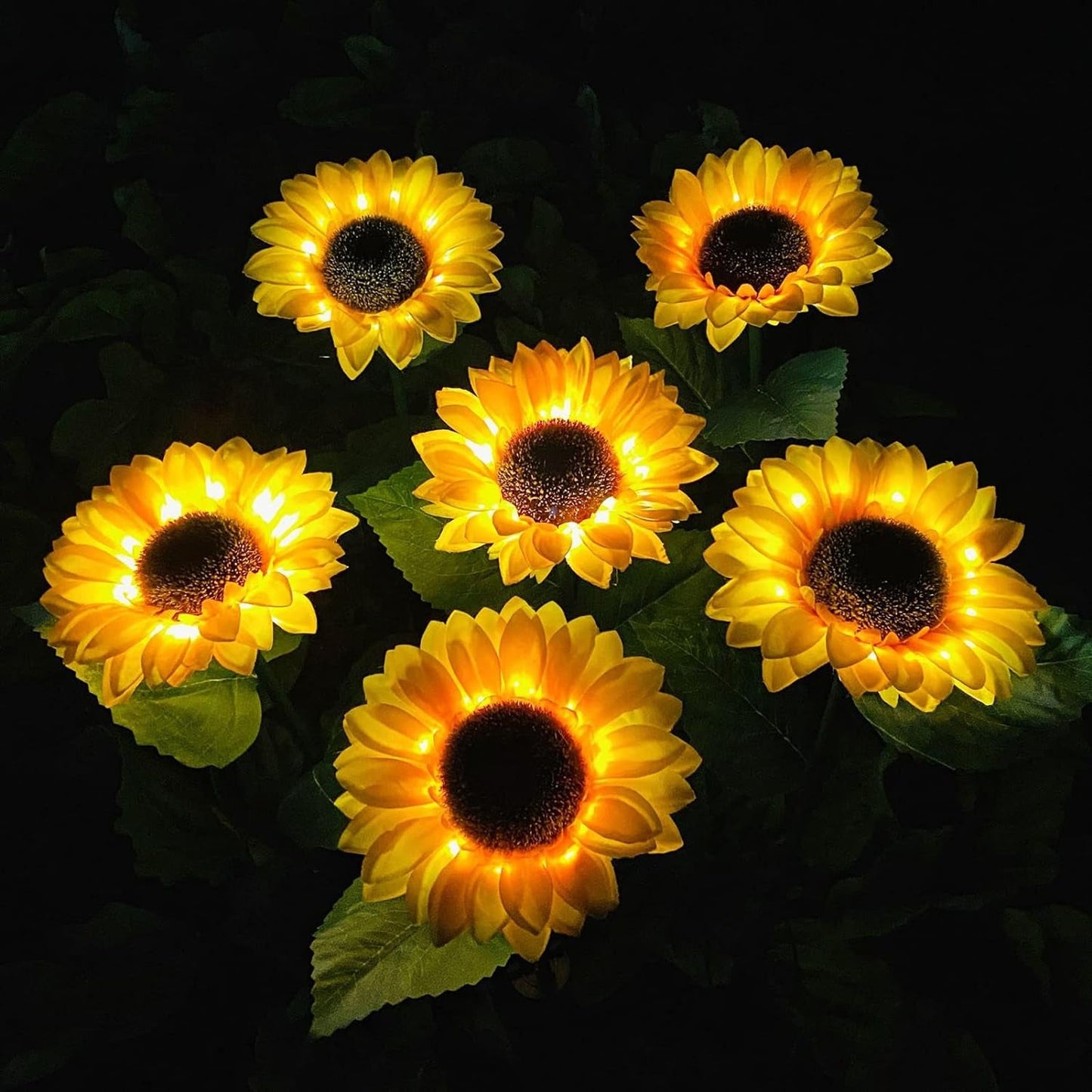 2 Pc Outdoor Solar Sunflower Lights Intelligent Light Control Waterproof Garden Landscape Stake Light