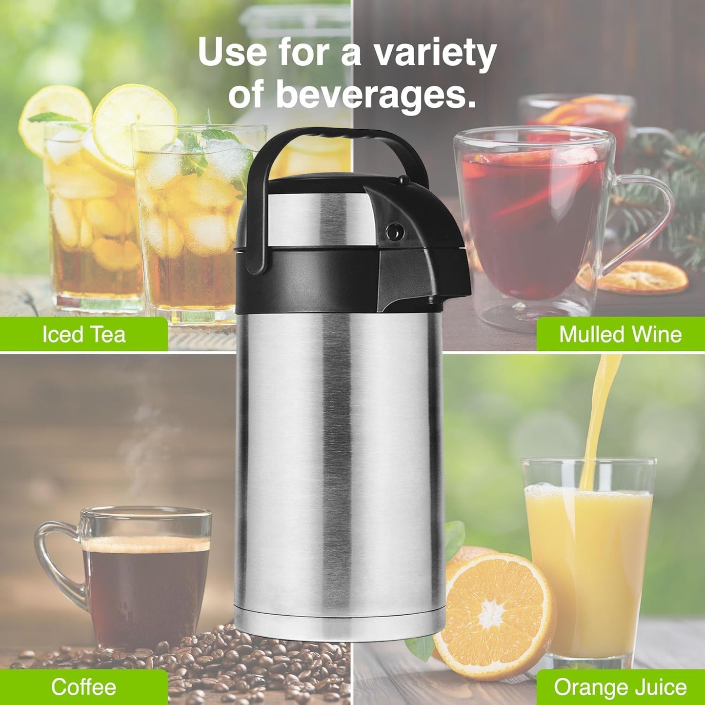 Beverage Dispenser Stainless Steel for Serving Tea and Coffee, Thermos steel (2500 ML)