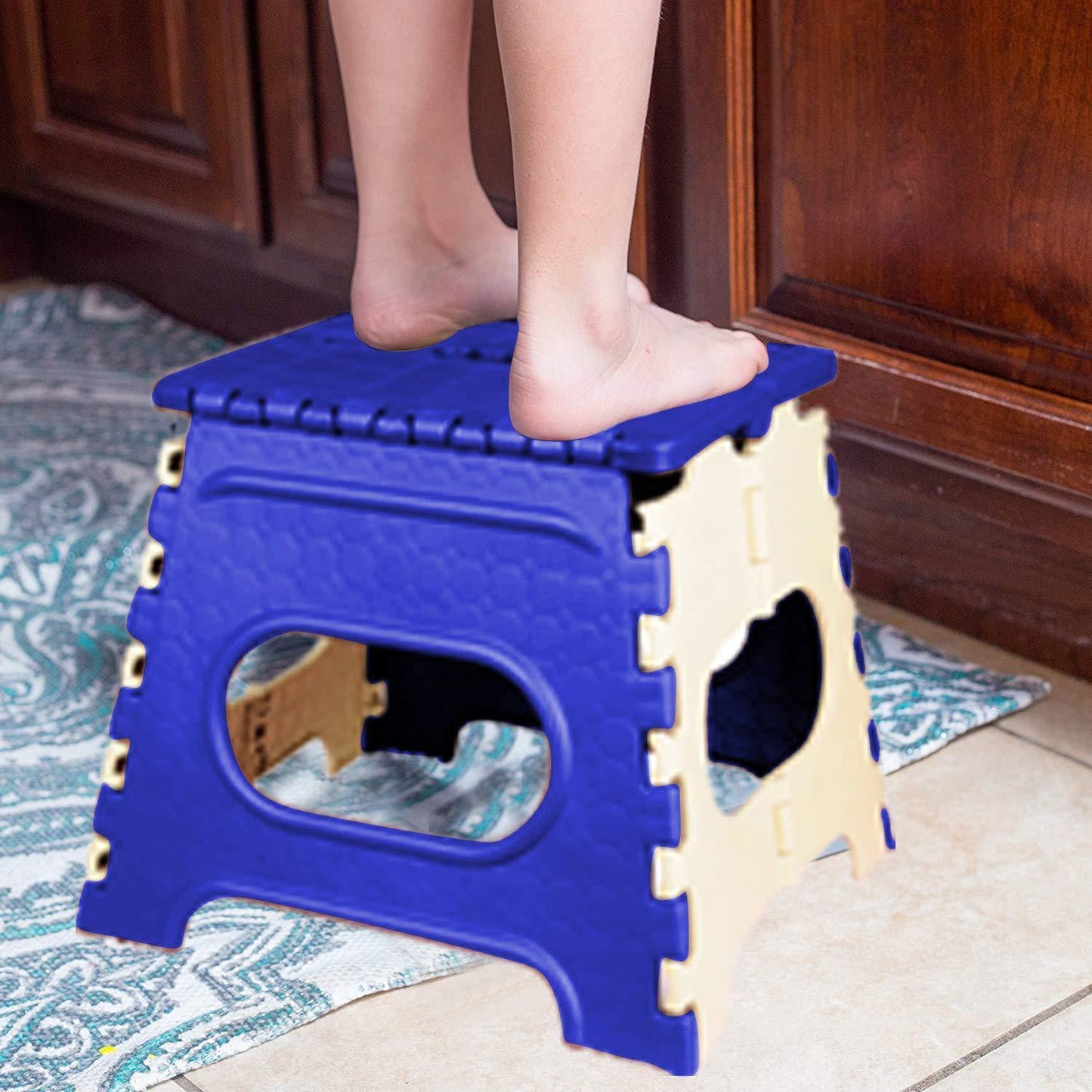 12-inch folding step stool in brown box