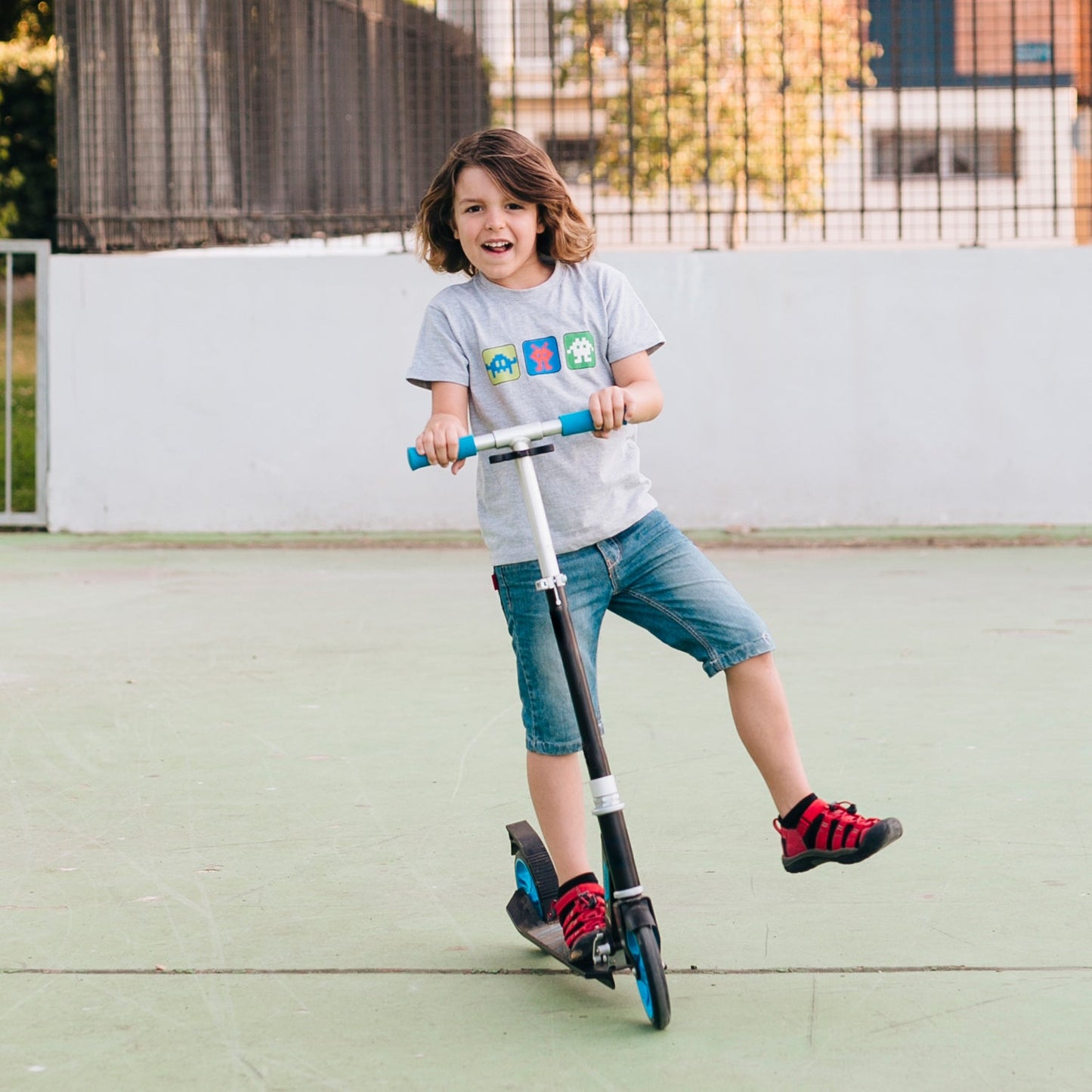 Basic Kids Ride On Leg Push Scooter for Boys and Girls (4 - 8 Years Old Kids) Foldable Scooter Cycle with Height Adjustment for Boys and Girls Multicolor (1 Pc / 2 Wheel) 