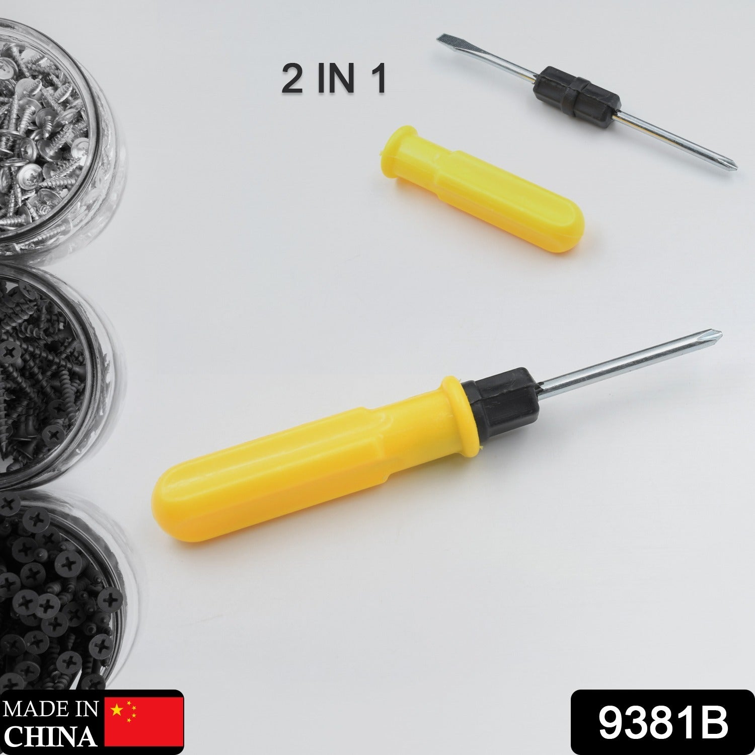 Double-sided flat screwdriver with PVC-coated handle