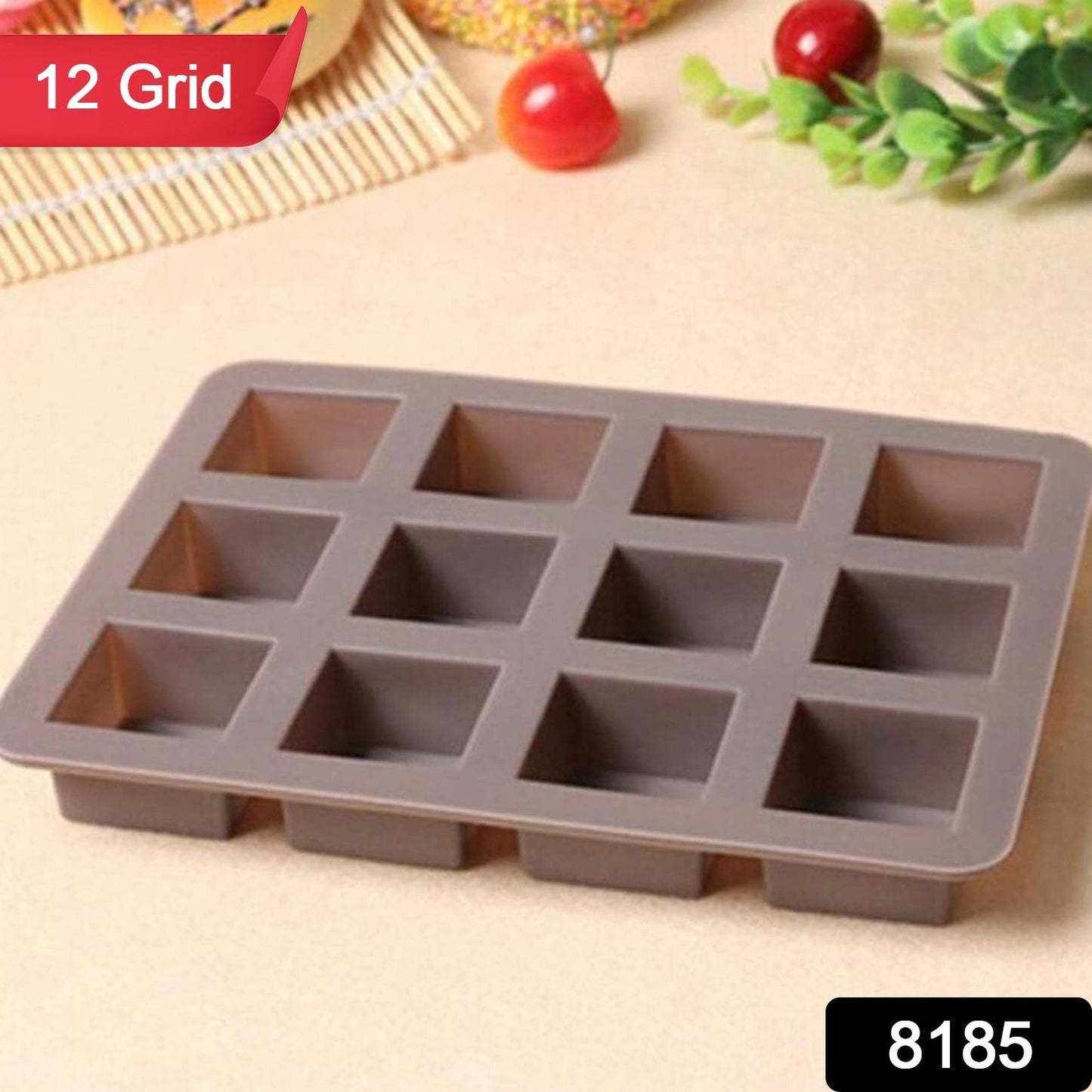 Silicone Chocolate Mould 12 Cavity Square Shape Mould Candy Mold Baking Tools For Cake Chocolate, Food Grade Non-Stick Reusable, Baking Trays (1 pc)